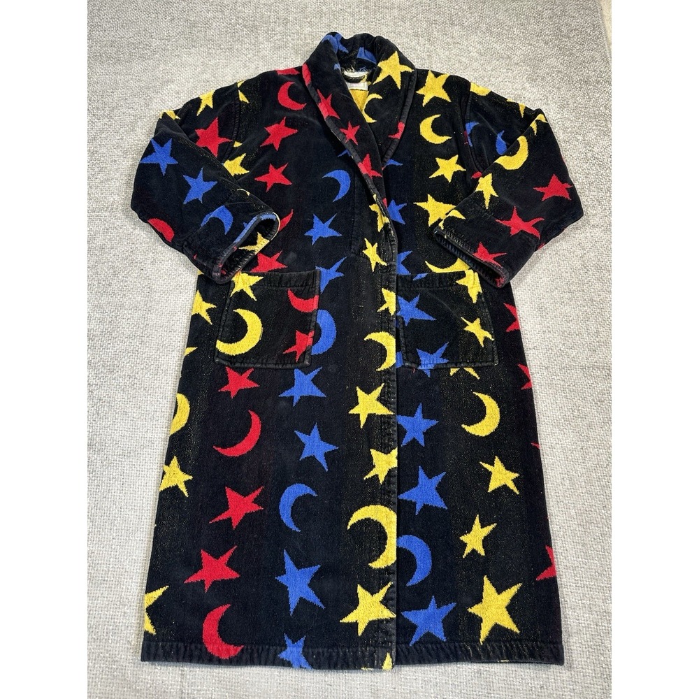 VTG TJ Lawford Robe Stars Large Stars Celestial Cotton Robe Turkish 90s No Belt - Picture 3 of 12